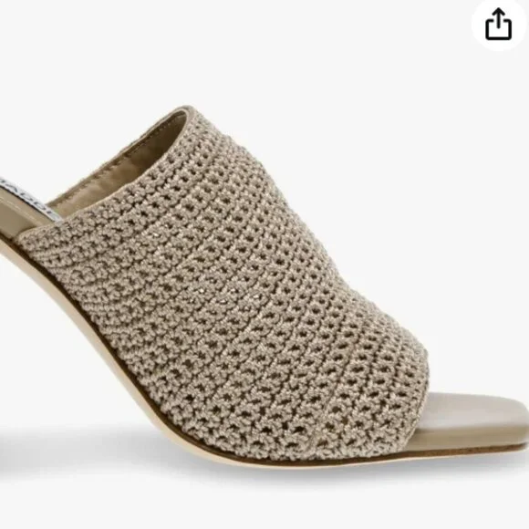 Steve Madden Taupe Realize Crochet Block-Heel Sandals Size - Picture 5 of 15